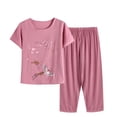thumbnail image 1 of Penkiiy Ensemble de Pyjama Capri pour Femmes, Manches Courtes, Ensembles de Détente, Haut de Nuit et Capri, Ensemble de Pyjama 2 Pcs, TG, Rose, 1 of 1