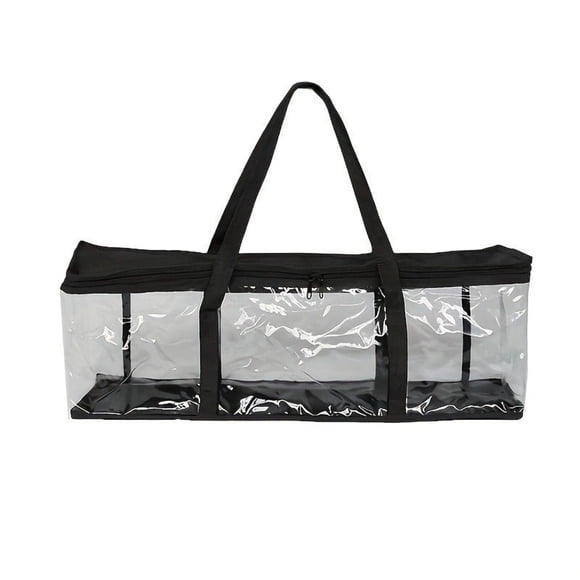 DVD Storage Bags(Can Hold 40 Each Bag), Water Resistant DVD Holder Case with Handles, Transparent PVC Media Storage for DVDs, CDs, Video Games, Books, 23.6" X 6.0" X 8.7"(Black)