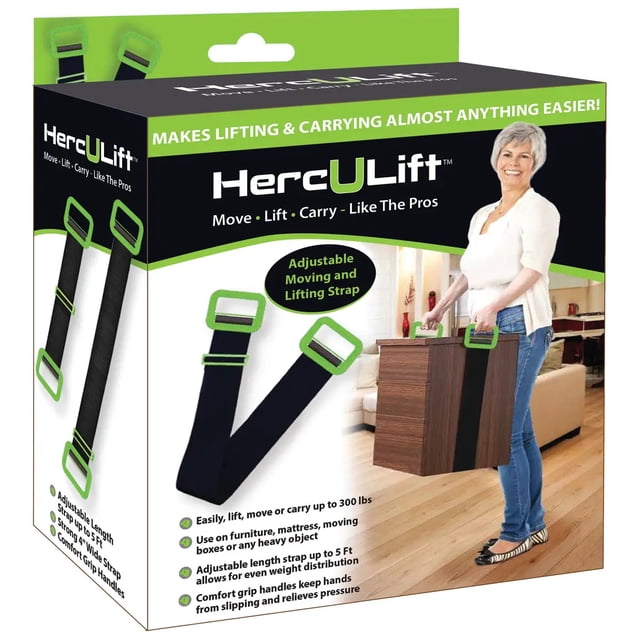 Herc-U-Lift Sangle de Levage Réglable pour Matelas et Meubles - comme les Pros, Ajustable jusqu'à 300 Lb / 5 Pi