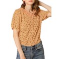 thumbnail image 1 of INSPIRE CHIC Women's Floral Puff Sleeves Pleated Collar Button Down Shirt, 1 of 5