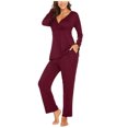 thumbnail image 2 of Ketyyh-chn99 Pyjama de Maternité Chandails de Grossesse Femmes Maternité Manches Longues Allaitement Bébé T-Shirt Hauts+pantalons Ensemble de Pyjama Costume Rouge,P, 2 of 5