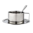 thumbnail image 1 of veasfak Coffee Mug Set with Plate and Spoon Stainless Steel for Cafe Camping Kitchen 200ML Set, 1 of 9