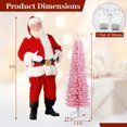 thumbnail image 3 of Gymax 5 FT Pink Artificial Christmas Tree Slim Pencil Xmas Tree w/ 328 Snow Flocked Branch Tips, 3 of 10