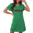thumbnail image 4 of Chemise de Nuit pour Femme à Manches Courtes, Vêtement de Nuit Confortable, T-Shirts de Nuit Imprimés à Col Ras du Cou, T-Shirt de Nuit, Robe de Sommeil, Robe de Pyjama Douce et Ample, Vert G, 4 of 5