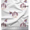 thumbnail image 1 of Soimoi Polyester Crepe Fabric Leaves,Bird & Floral Block Print Sewing Fabric Yard 42 Inch Wide, 1 of 3