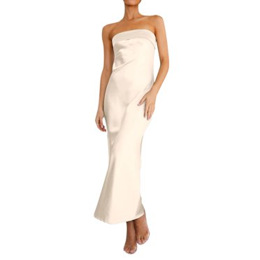 TJAZFJPA Robe à Capuche Chaude Surdimensionnée Robe d'Été Satin Sans Bretelles Dos Nu Moulante Robe de Mariage Maxi Robe en Soie Robe de la Saint-Valentin