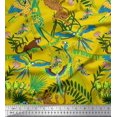 thumbnail image 1 of Soimoi Rayon Fabric Branches,Parrot & Leopard Jungle Printed Fabric 1 Yard 56 Inch Wide, 1 of 1