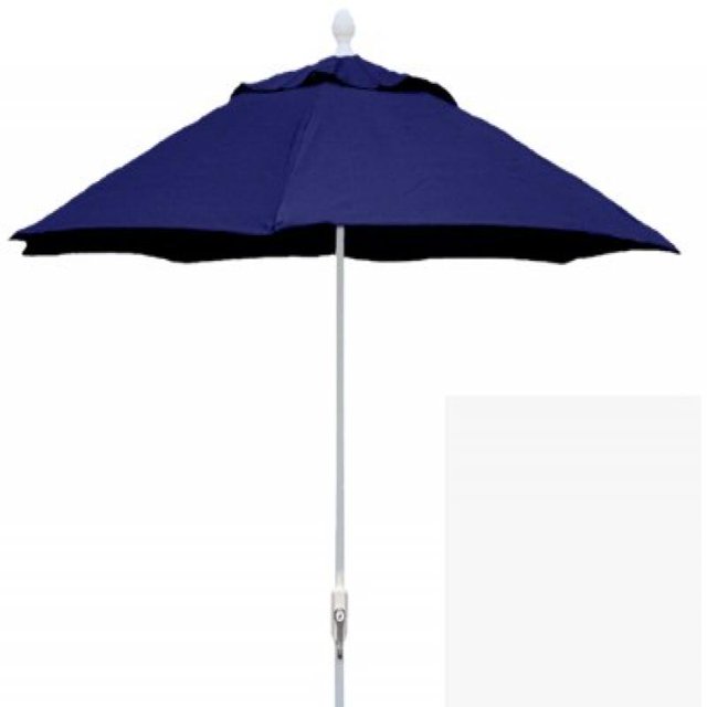 9' Oct Home Patio Umbrella 8 Rib Crank White with Navy Blue spun acrylic canopy