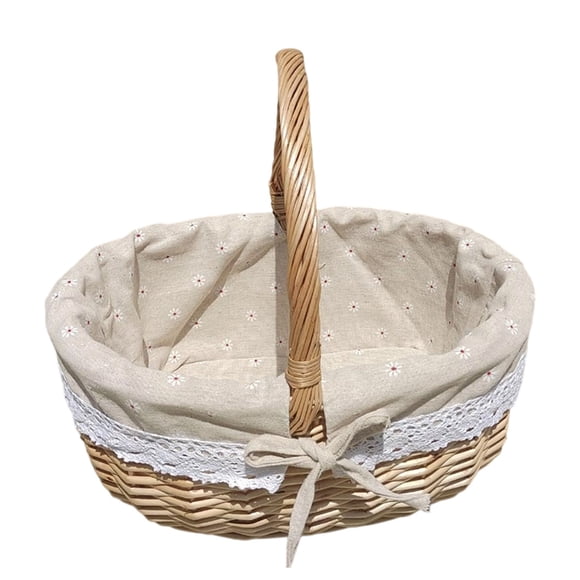 Woven Picnic With Handle For Food Storage Wedding Holiday Photography Props And Outdoor Activities