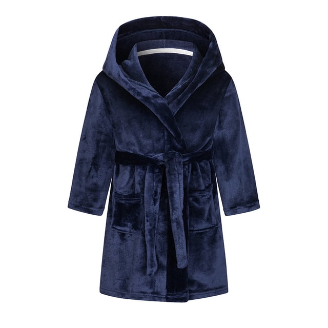 Splozh Newborn Cute Flannel Hooded Robe Boys Girls Fashion Bathrobe Soft Robe Hooded Robe Cloth Cotton Bathrobe Navy,3-4 Years