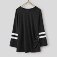 thumbnail image 4 of WEAIXIMIUNG Chemise à Phrase pour Enfants Petites Filles Tunique Col Rond Couleur Unie Manches Longues Rayée Confortable Décontractée avec Boutons Latéraux Blouse T-Shirt 4-5 Ans, 4 of 7