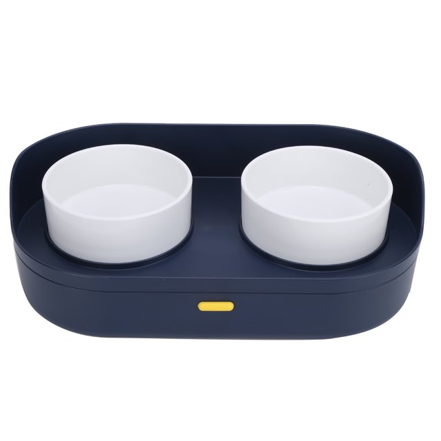 Cat And Dog Double Bowl, Large Capacity Anti Overturning Removable Feeding Bowl For Pet Blue