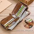 thumbnail image 2 of BULLCAPTAIN Genuine Leather Wallet for Men Large Capacity ID Window Card Case with Zip Coin Pocket Brown, 2 of 6
