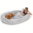 thumbnail image 1 of 1pc Human Sized Dog Bed, Washable Faux Fur Nap Bed, Oval Removable Large, 1 of 3