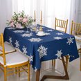 thumbnail image 4 of Christmas Hemp Cotton Table Cloth Snowflake Tea-cloth for Home Restaurant (Blue 90x90), 4 of 8