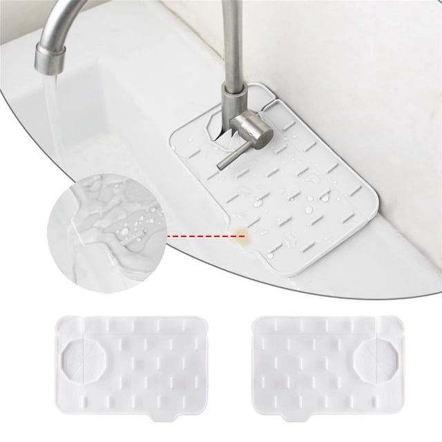 Drain Rack Kitchen Accessory for Draining and Water Retention Pad | Silicone Cushion for Double Faucet Use in Kitchen and Bathroom
