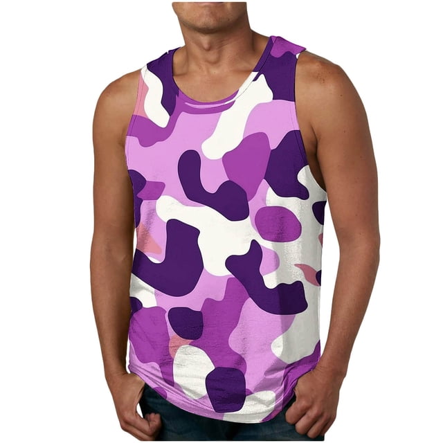 Weiqiqre Débardeurs à Col en V pour Hommes Amusants d'Été Débardeurs à Col en V Sans Manches T-Shirts Graphiques à Col Rond