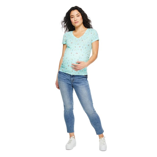 Paisley Sky Maternity Short Sleeve V-Neck Tee