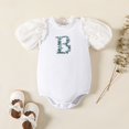 thumbnail image 4 of PatPat Baby Girl Cotton Letter Embroidered Frill Neck Puff-sleeve Romper, 4 of 5