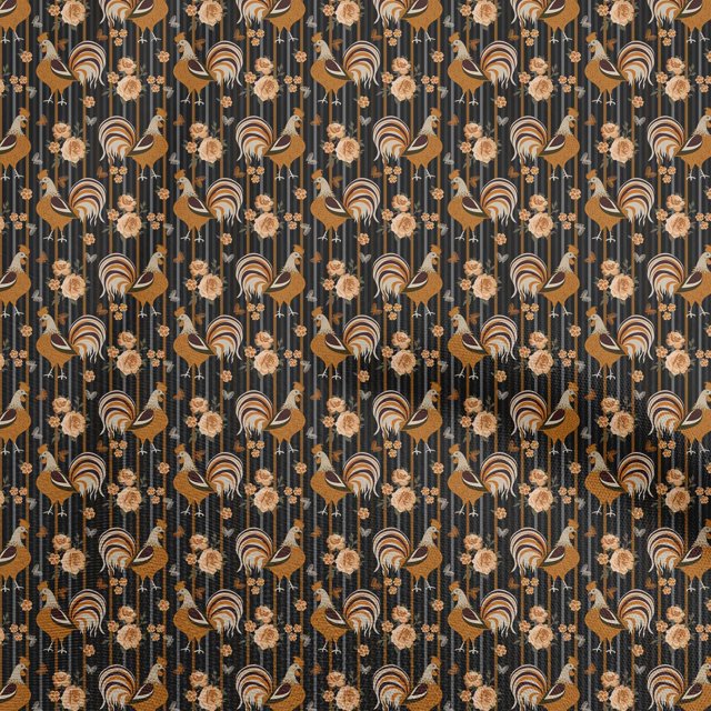 oneOone Silk Tabby Orange Fabric Birds Rooster Sewing Craft Projects Fabric Prints By Yard 42 Inch Wide