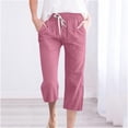 thumbnail image 2 of Penkiiy Legging Capri Décontracté Léger Extensible pour Femme avec Poches, P, Rose, 2 of 5