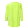 thumbnail image 4 of CHUANK T-Shirt Ajusté à Col Rond Mignon pour Femmes, Décontracté, Mi-Long, Manches 3/4, Blouse Extensible, Basique, Uni, Hauts, 4 of 5