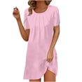 thumbnail image 2 of Nouvelle Robe d'Été Décontractée pour Femmes à Col Rond, Couleur Unie, Ample, Plissée à la Poitrine, Manches Courtes, Robe Décontractée à Col Rond et Manches Courtes avec Plis et Coupe Ample, Parfaite pour les Journées d'Été, Idéale pour les Voyages, 2 of 8
