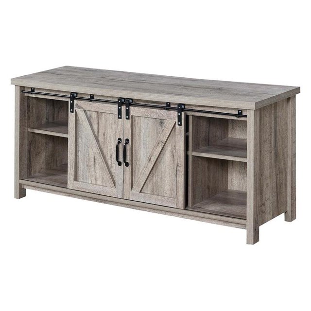 Pemberly Row Barn Door 52" TV Stand in Off White