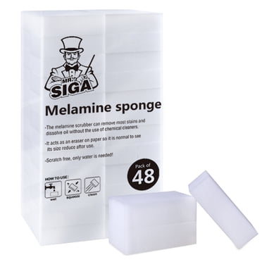 MR. SIGA Multi-Functional Eraser Sponge, Magic Cleaning Pads for Kitchen Household Cleaning, 48 Count, Size 3.1" x 2" x 1"