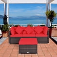 thumbnail image 3 of Gymax 4PCS Rattan Patio Conversation Furniture Set Yard Outdoor w/ Red Cushion, 3 of 10