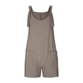 thumbnail image 3 of AherBiu Boho Jumpsuit for Women Short Beach Suspenders One-Piece Summer Outfits Solid Color Rompers with Pockets, 3 of 7
