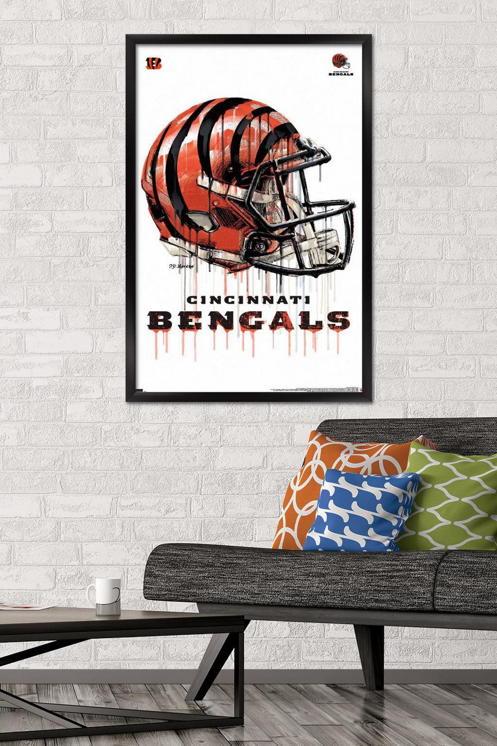 NFL Cincinnati Bengals - Drip Helmet 20 Wall Poster with Magnetic Frame