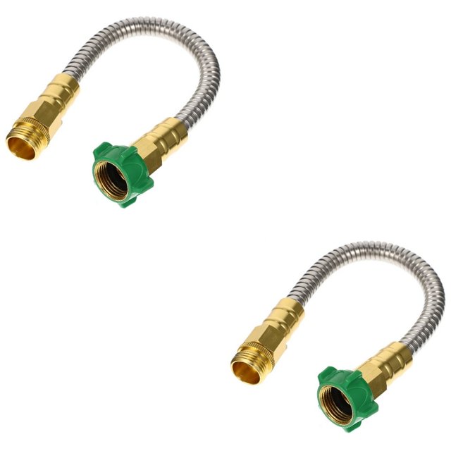 LOVEVER Water Extender Steel Hose Short Stainless Garden 1ft Metal Extension 2 Count