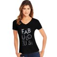 thumbnail image 1 of Hanes Tee-Shirt à Manches Courtes Col en V pour Femmes, m, Fabuleux/noir, 1 of 2