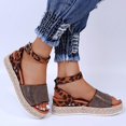 thumbnail image 4 of Womens Platform Wedge Sandals Espadrille Open Toe Ankle Strap Rhinestones Flatform Sandal, 4 of 8