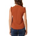 thumbnail image 3 of INSPIRE CHIC Women's Ruffled Sleeveless Pullover V- Neck Work Blouses Tops XS Caramel, 3 of 7