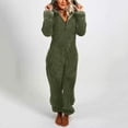 thumbnail image 2 of Penkiiy Combinaisons pour Femmes Femmes Combinaison à Capuche à Manches Longues Pyjama Décontracté d'Hiver Chaud Combinaison de Nuit Vert Armée TP Combinaisons, 2 of 8
