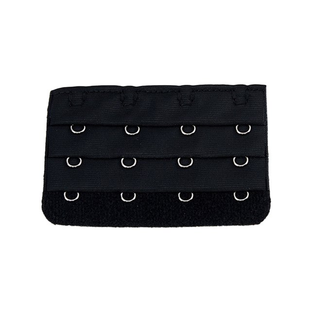 Baohd Extension Strap Bra Extenders Buckle 4 Hook Breathable Practical Accessories Adjustable Replacement 3 Rows Underwear black