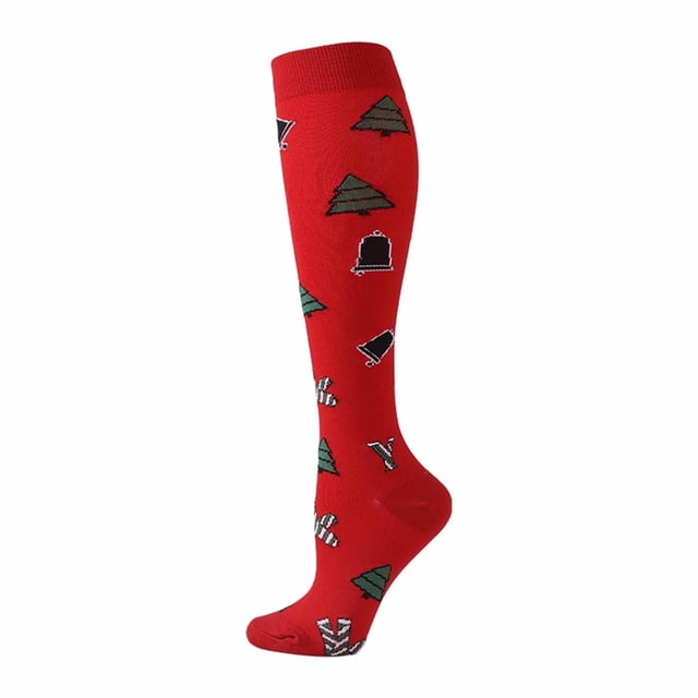 Aocisk Christmas Printed Calf Socks Long Tube Knee Socks with Compression Design Compression Socks for Support C s/m