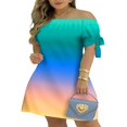 thumbnail image 2 of Women Casual Mini Dress  Summer Striped Off Shoulder Short Sleeve  A-line Short Dress, 2 of 4