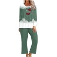 thumbnail image 1 of Pisexur Pyjamas de Noël pour Femmes Ensemble Deux Pièces Tendance Vacances Imprimé Verre de Vin Rouge Pjs Décontractés Manches Longues Col Rond Hauts Pantalons de Pyjama Vêtements de Nuit, 1 of 4
