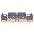 thumbnail image 2 of Costway 8 PCS Patio Conversation Set Acacia Wood Sofa Coffee Table with Cushioned Seat Grey, 2 of 9
