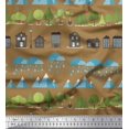 thumbnail image 1 of Soimoi Polyester Crepe Fabric Tree,House & Raindrop Nature Print Sewing Fabric Yard 52 Inch Wide, 1 of 3