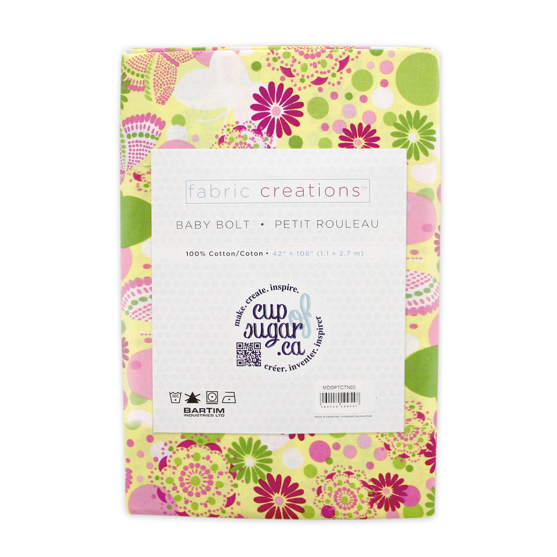 FABRIC CREATIONS Baby Bolt Printed jaune Vine & Fireworks coton Fabric