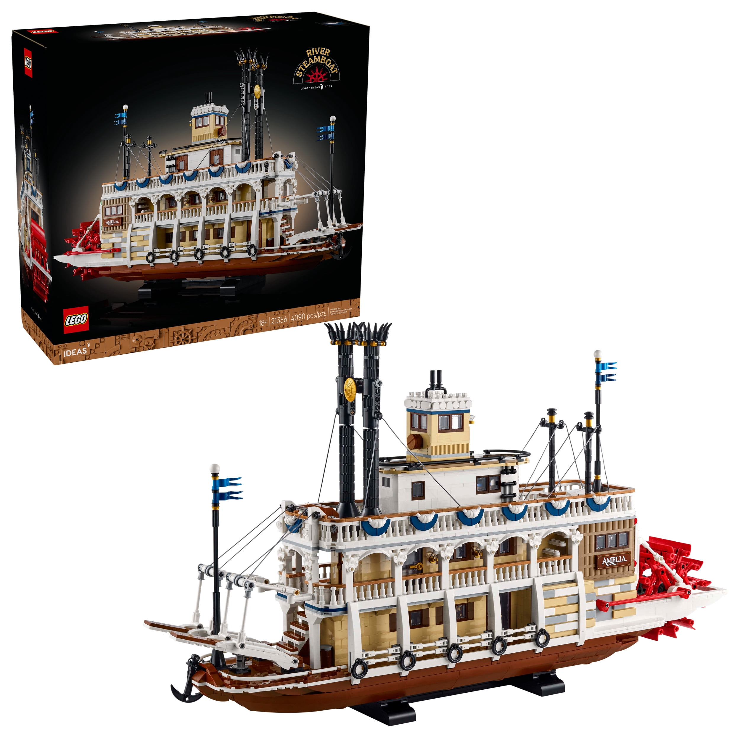 LEGO Ideas Le Bateau à Vapeur Fluvial, Décor Nautique pour la Maison 21356