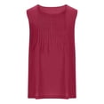 thumbnail image 4 of ohmzyzo Débardeurs en Coton et Lin pour Femmes Col Ras du Cou devant Plissé Tunique Sans Manches Débardeurs Grande Taille Chemises Décontractées d'Été Blouse avec Fente Latérale, 4 of 5