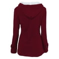 thumbnail image 3 of Fiogavroetic Women Color Horn Buttons Cardigan Padded Hooded Coat Jacket Overcoat, 3 of 3
