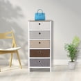 thumbnail image 4 of 5 Tier Side Table Storage End Table, Tall Dresser Nightstand Organizer with Wood Top and Fabric Drawers, 4 of 5