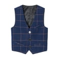 thumbnail image 1 of XASZHN Boy's 3 Button Plaid Formal Suit Vest Navy_001 7-8 Years, 1 of 7