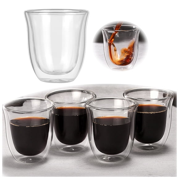 WIFKLSIIPG Heat Double WalLED Glass Coffee Mug Home Use Double Layer Insulated Cup(Clear)